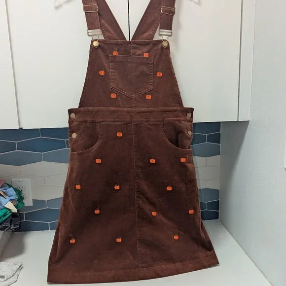 KJP Pumpkin Embroidered Corduroy Jumper Dress - Picture 2 of 8